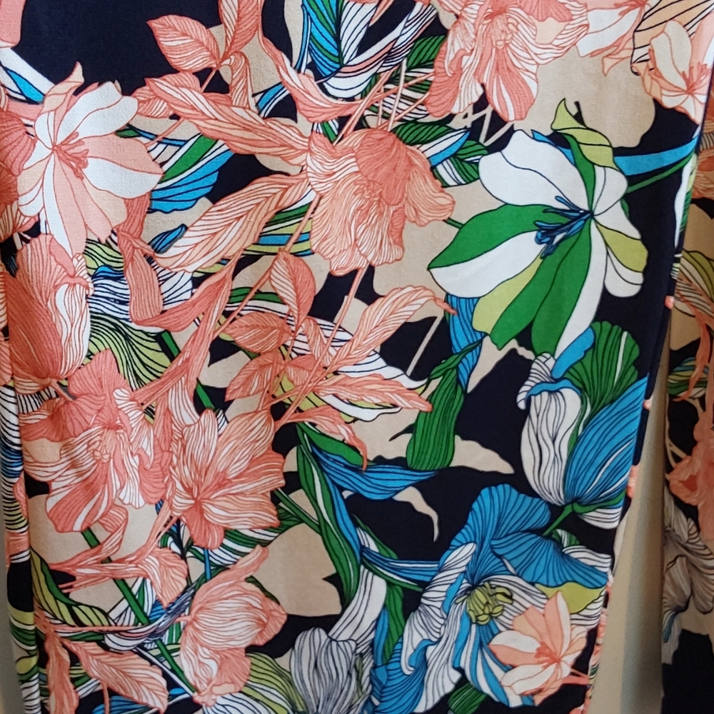 Chico's 1 Floral Jumpsuit - Navy and Pink - Picture 5 of 12